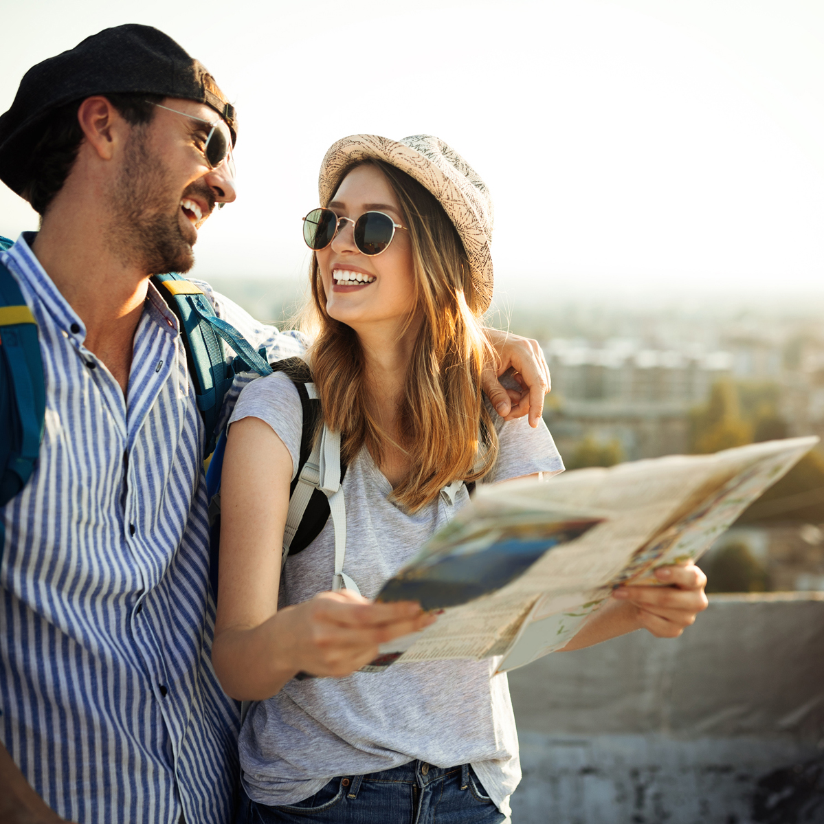 Couple looking at a map